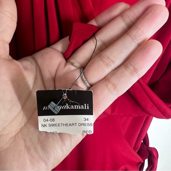 New Norma Kamali Sweetheart Neckline Wrap Dress Red Bodycon Sz XXL - Picture 4 of 7